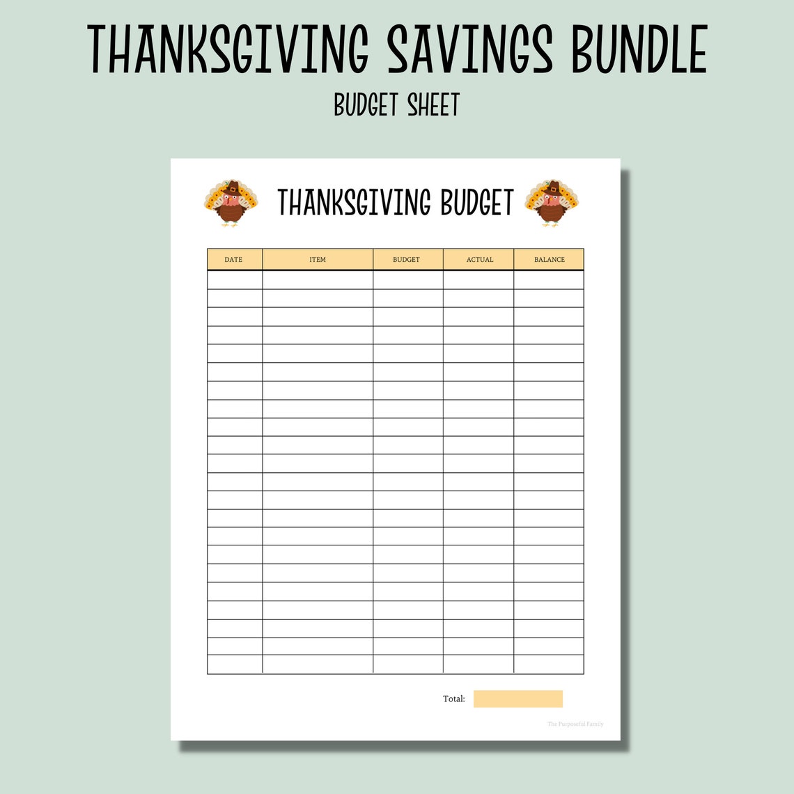 Thanksgiving Savings Bundle Printable | Thanksgiving Savings Tracker ...