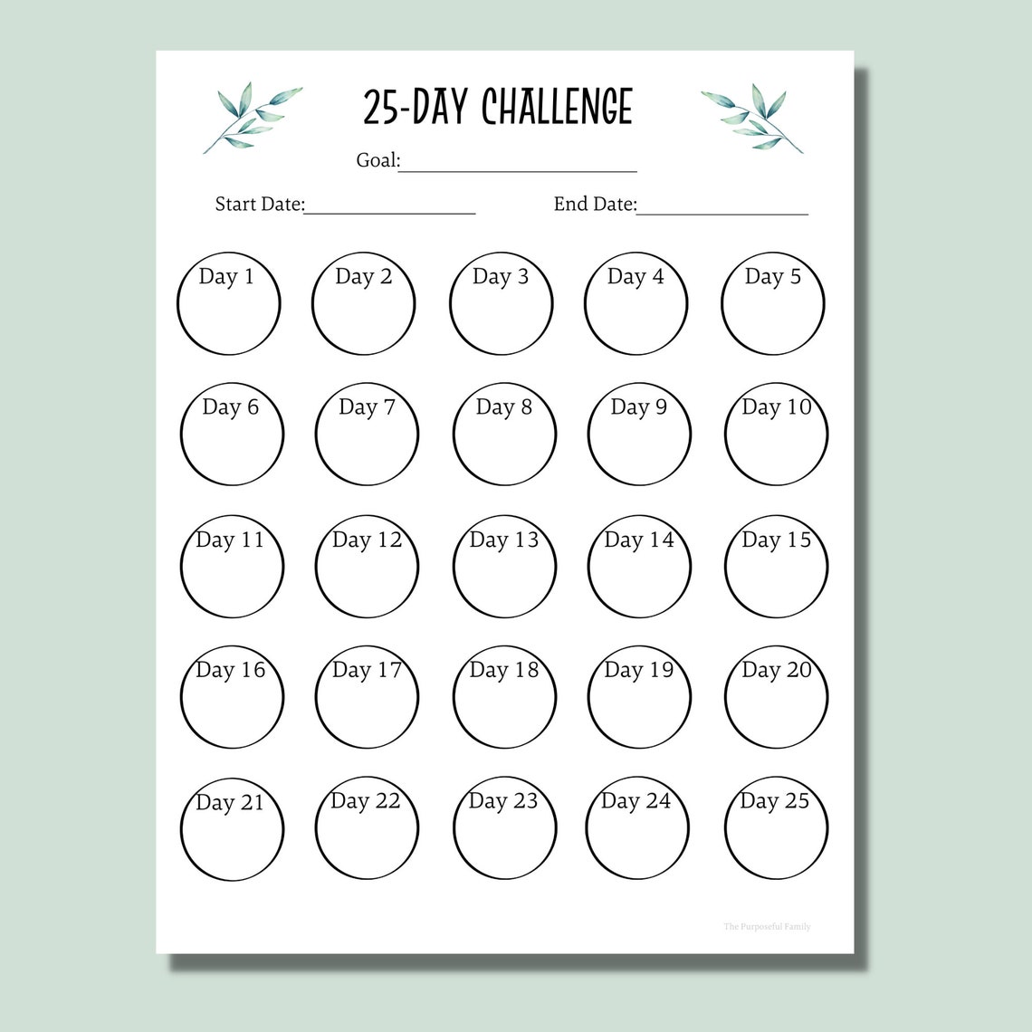 25day Challenge Tracker Printable Habit Tracker Goal Tracker Fitness 25day Challenge Tracker Printable Habit Tracker Goal Tracker Fitness
