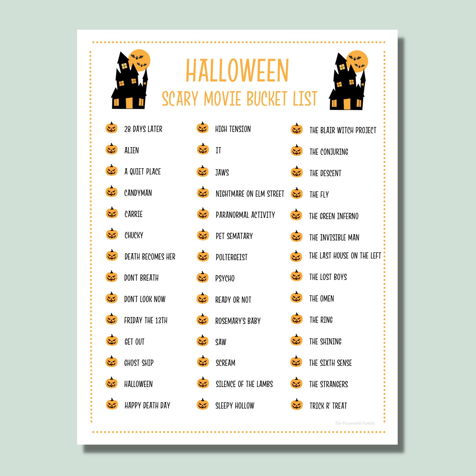 Halloween Scary Movie Bucket List Halloween Movie List Halloween Movie Challenge Scary Movie