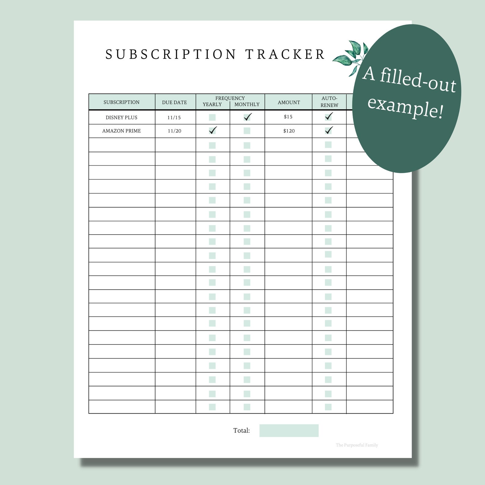 Subscription Tracker Printable | Expense Tracker | Account Tracker ...