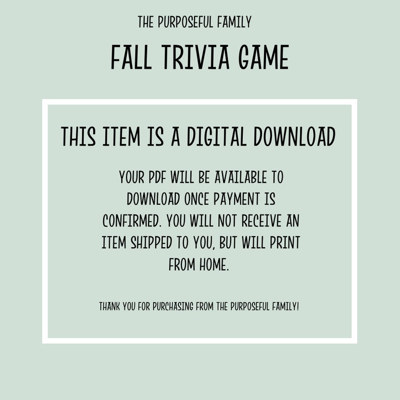 Fall Trivia Game |Fall Printable Party Games | Fun Autumn Games | Autumn Trivia Quiz | Fall Activity for Kids and Adults image 4
