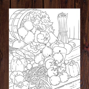 Farm Vegetable - Page de coloriage adulte imprimable de Manila Shine (Pages de livre de coloriage pour adultes et enfants, Feuilles à colorier, Dessins à colorier)