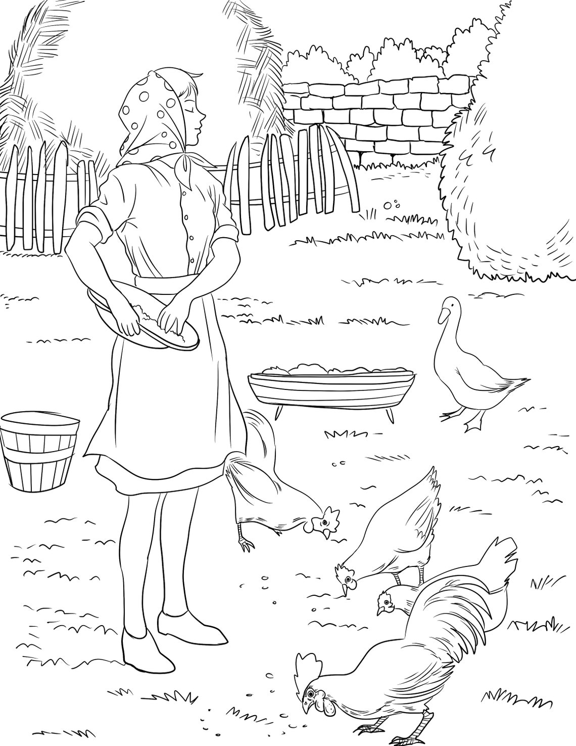 Farm Peasant Printable Adult Coloring Page From Manila Shine coloring