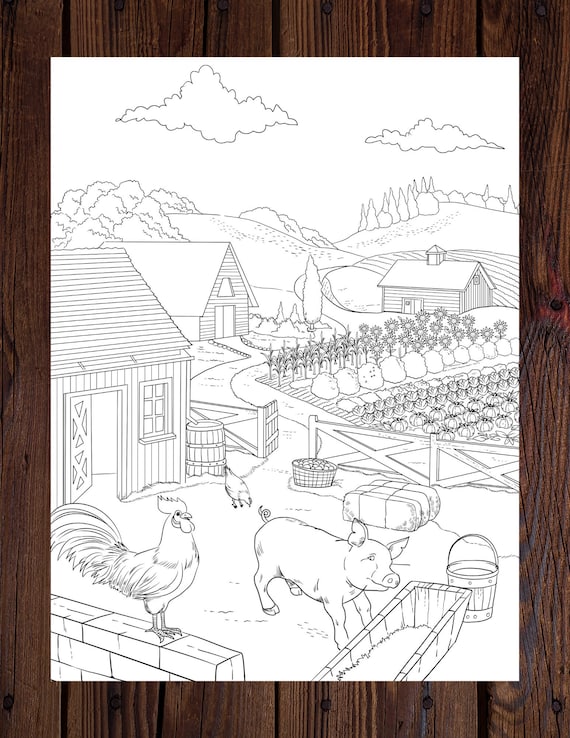 Farm Pig Printable Adult Coloring Page From Manila Shine - Etsy