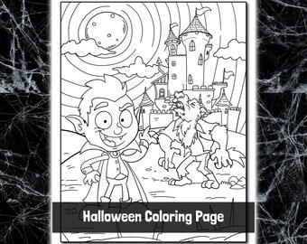 Halloween Coloring Page, Werewolf, Monster, Dracula, Haunted House, A Spooky Coloring Page For Halloween