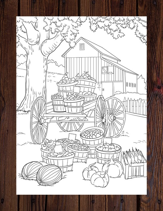 Farm Handcart Printable Adult Coloring Page From Manila | Etsy Canada