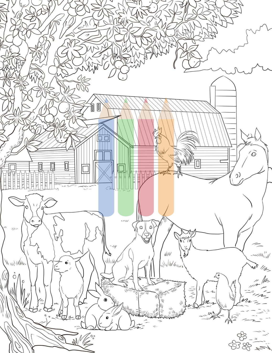 Country Farm Coloring Book: An Adult Coloring Book Offering - Etsy.de