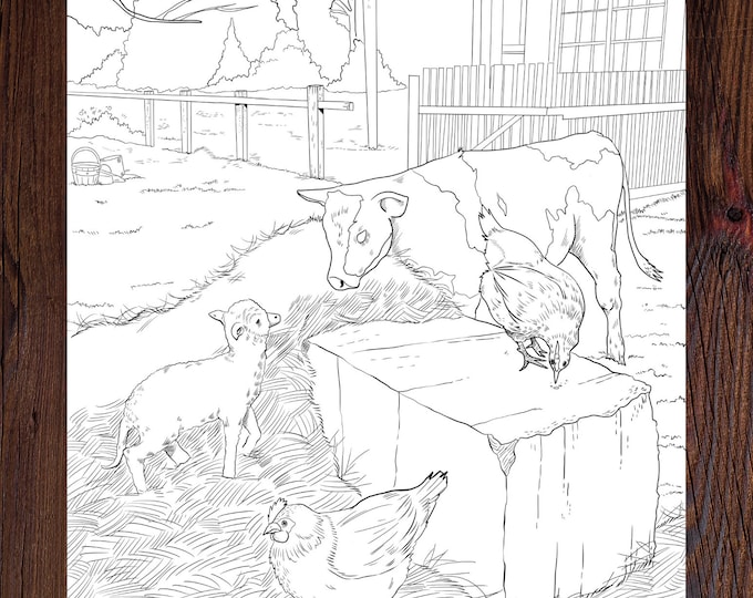 Farm Cow Printable Adult Coloring Page From Manila Shine - Etsy