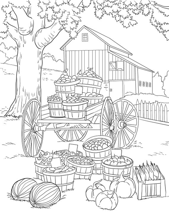 Farm Handcart Printable Adult Coloring Page From Manila Shine coloring Book  Pages for Adults and Kids, Coloring Sheets, Coloring Designs 