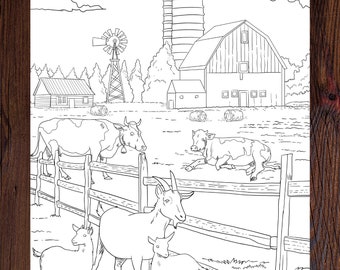 Farm Animals - Printable Adult Coloring Page from Manila Shine (Coloring book pages for adults and kids, Coloring sheets, Coloring designs)