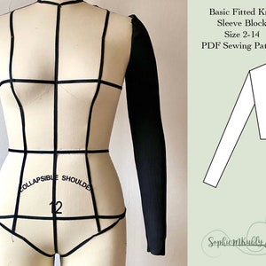 Knit Sleeve Pattern / Women's Fitted Knit Sleeve Digital PDF Sewing Pattern Block / size 2-14 image 1
