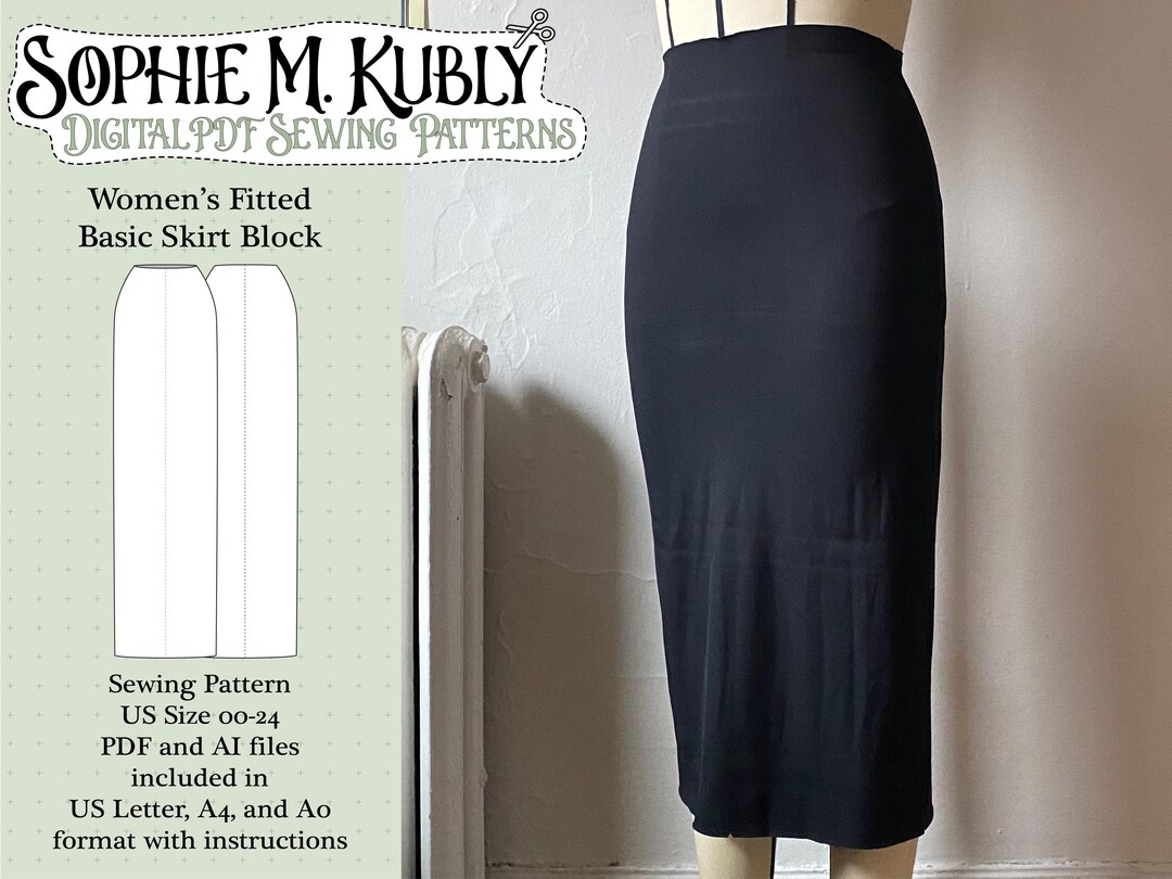 Basic Fitted Skirt Pattern / Women's Fitted Basic Skirt Sewing Pattern ...