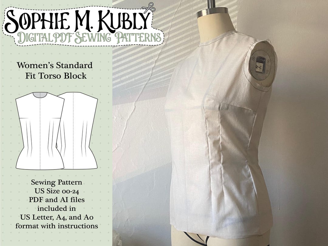 Basic Shirt Pattern / Women's Standard Fit Torso Sewing Pattern ...