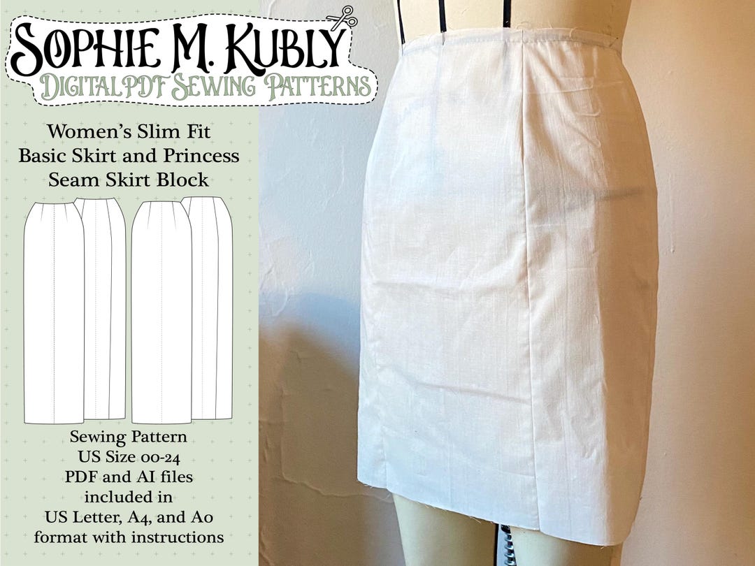 Basic Skirt Pattern / Women's Slim Fit Basic Skirt Sewing Pattern ...