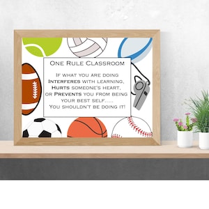 One Rule Classroom Poster: Sports-Themed