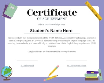 WIDA Certificates and Posters