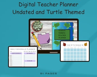 Digital Teacher Planner | Undated | Turtle Themed| GoodNotes Compatible | Hyperlinked