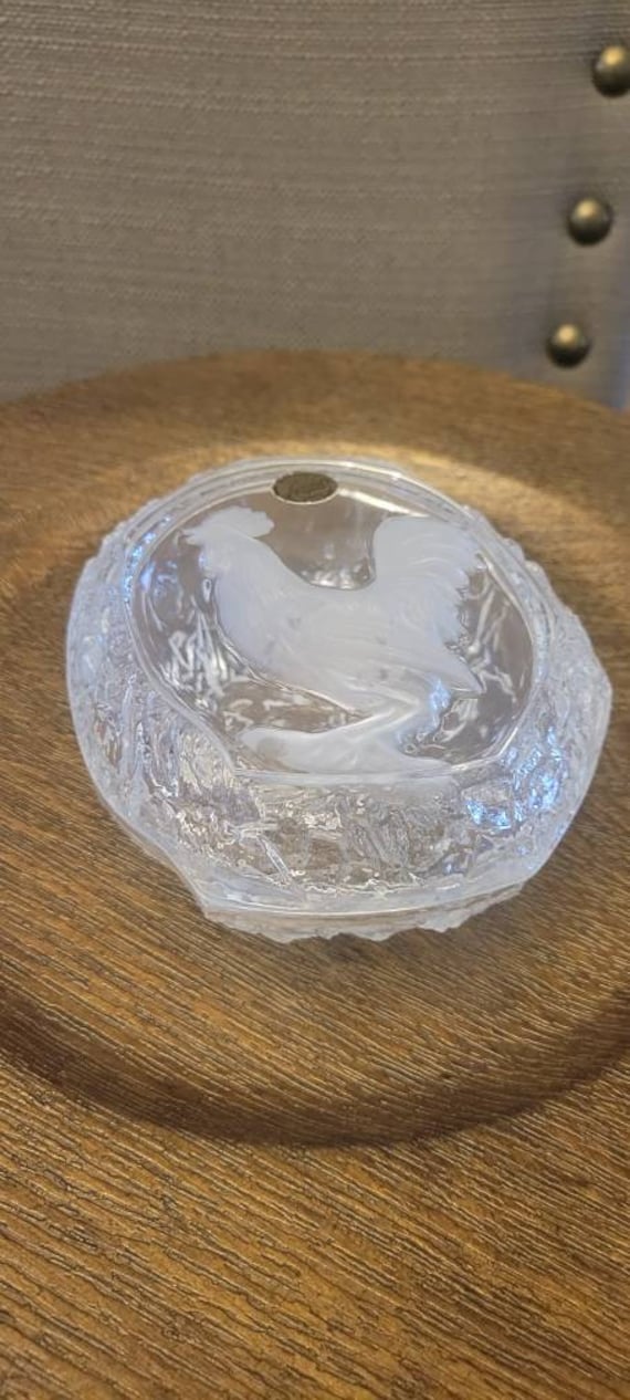 1970s Crystal D'Arques Hen on Nest Trinket Clear C