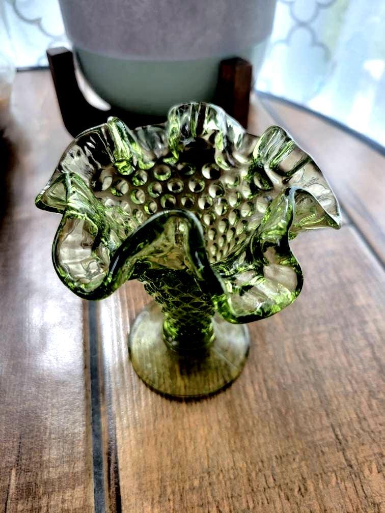 Fenton Vase Green Vintage - Etsy