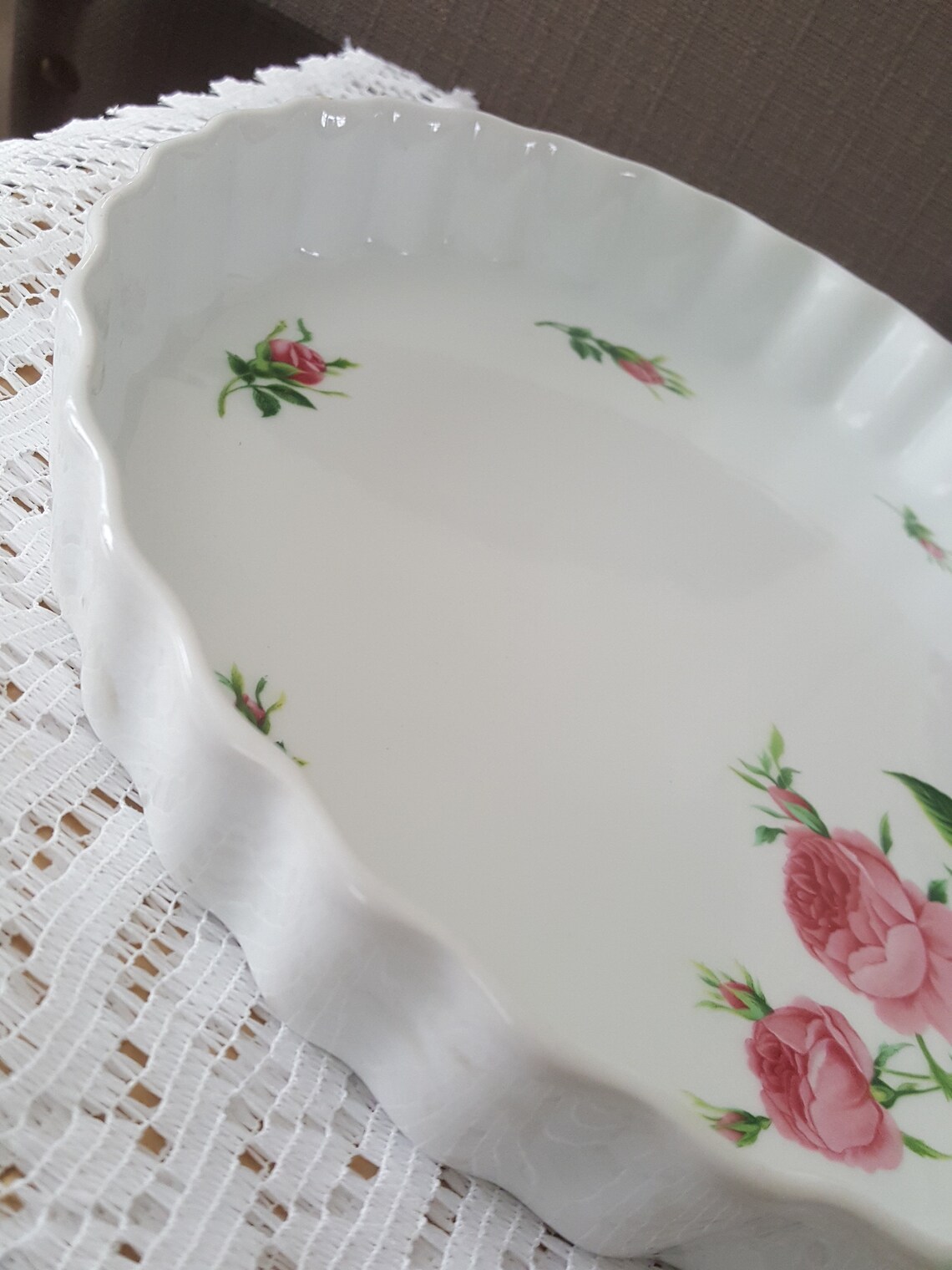 Christineholm Porcelain Rose Fluted Quiche/pie Dish Etsy UK