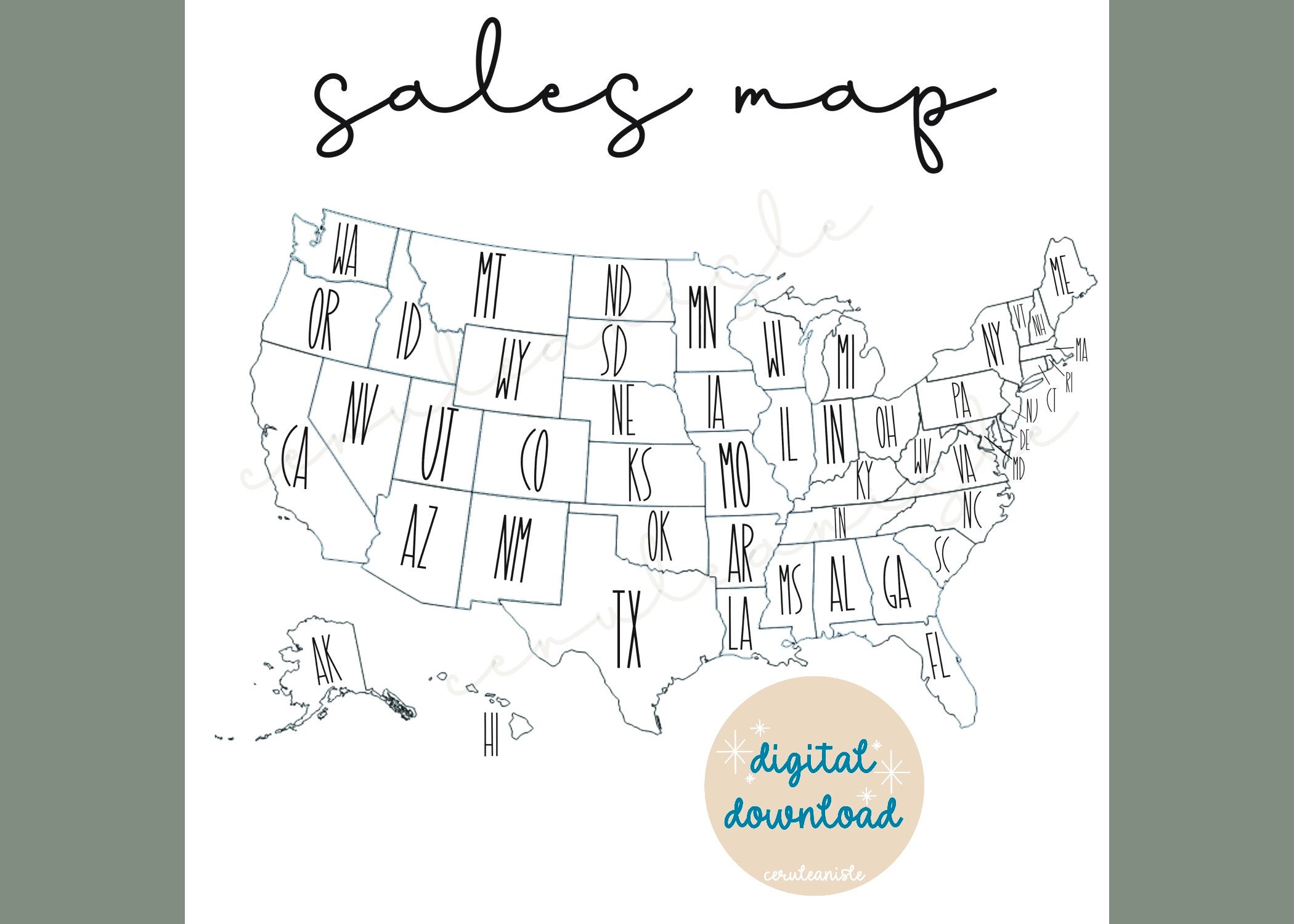 Sales Map Digital Download Sales Map Printable Sales Map - Etsy