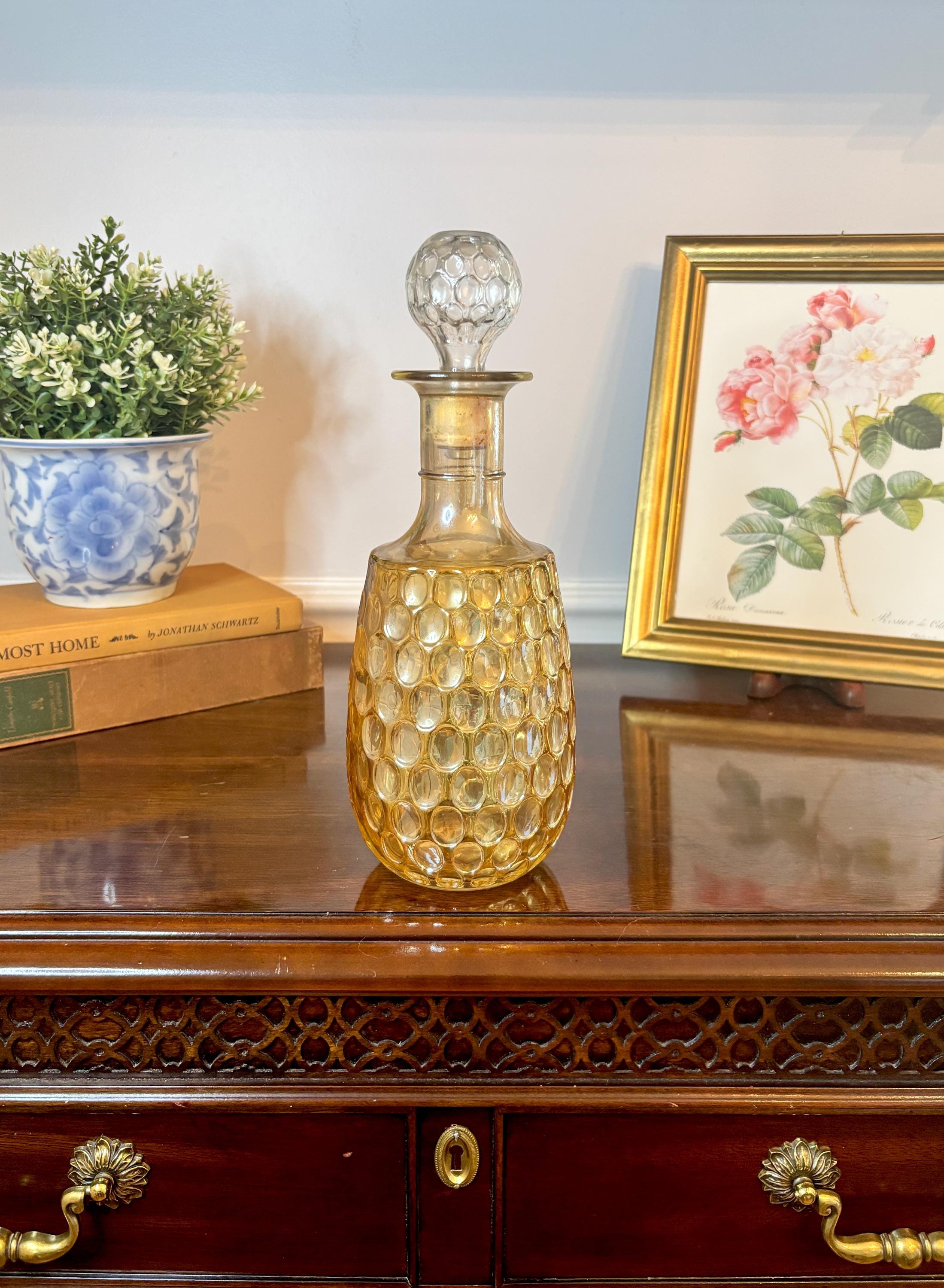 Mid Century Amber Glassware Decanter - Etsy