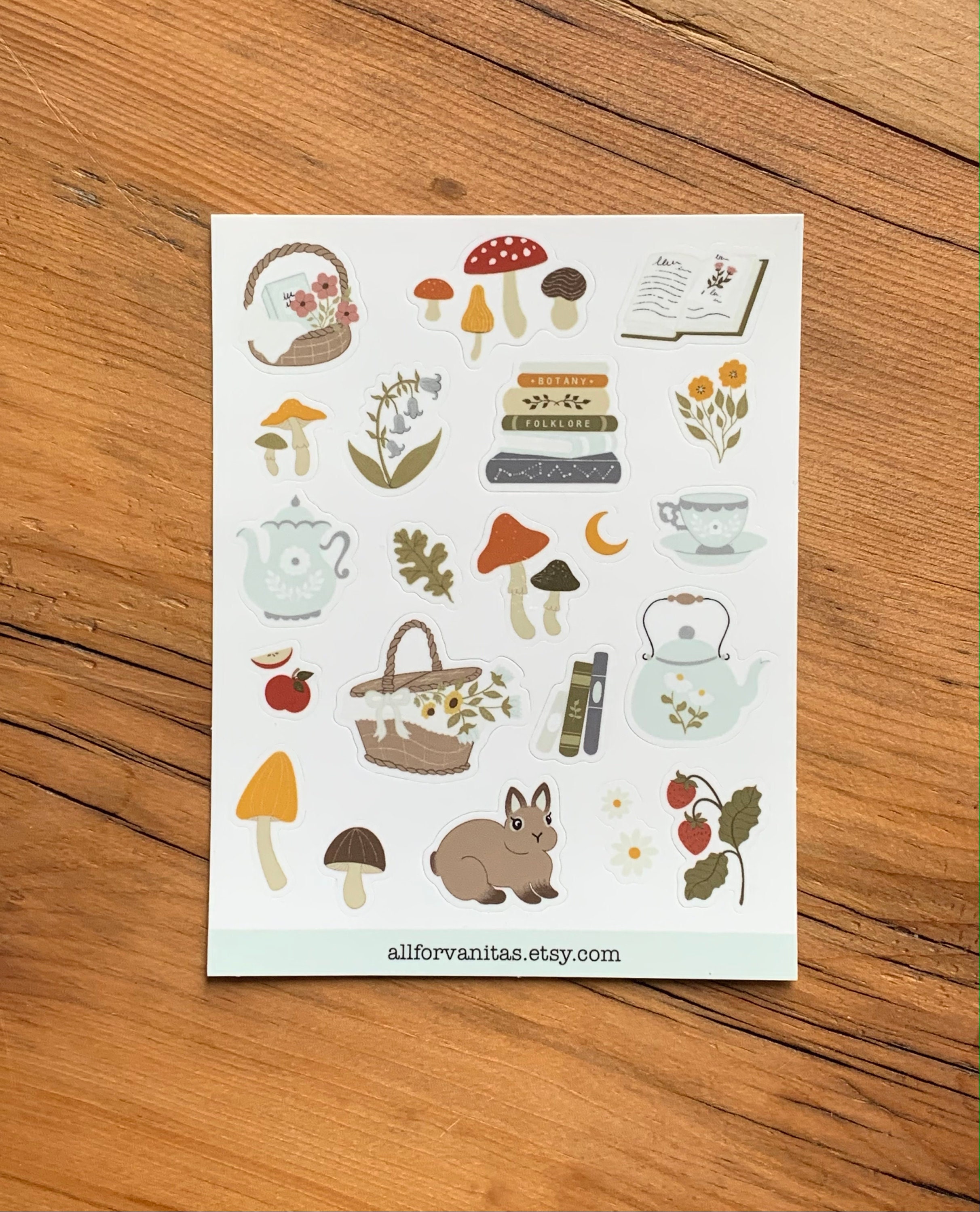 Sticker Sheet | Cottagecore | Forest Picnic | Vinyl Stickers - Etsy