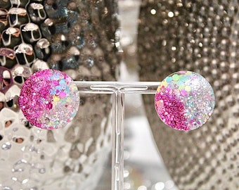 Pinke Glitzer Ohrstecker