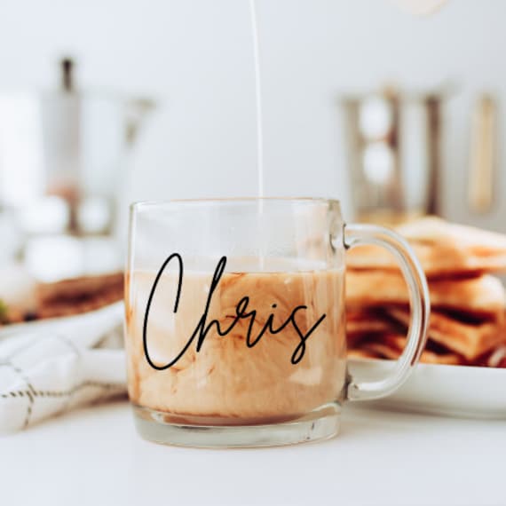 Personalized Clear Glass Coffee Mug, Personalized Coffee Mug