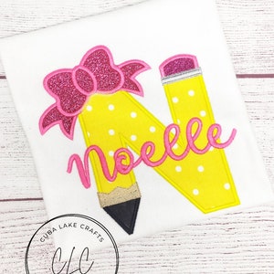 Pencil Shirt - Pencil with Bow Back to School Shirt - Preschool Shirt - Monogram Shirt - School Supplies - Kindergarten Shirt - Girl or Boy