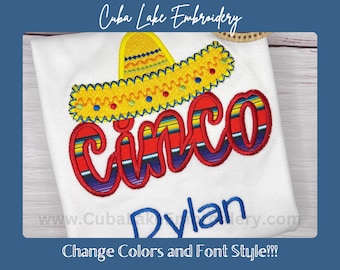 CINCO 5th Birthday Fiesta Themed Party Shirt | Uno, Dos, Tres & Cinco available  | Sombrero, Taco Theme Party, Spanish Number, boys girls