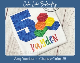 Building Blocks 5th Birthday Shirt - Block Master - Blocks Birthday Party - Boys or Girls Birthday Shirt - 5th birthday building blocks