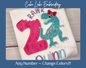 Girls 2nd Birthday Dinosaur Shirt girls T-Rex Dinosaur Shirt | 2nd Birthday T-Rex Birthday Shirt | Second Birthday Shirt | Dinosaur Birthday