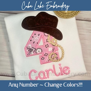 Girls 4th Birthday Cowboy Shirt | Girls Western Cowboy Shirt | Country Cowboy Birthday Shirt | Cowboy Western Party | Cowgirl Birthday Party