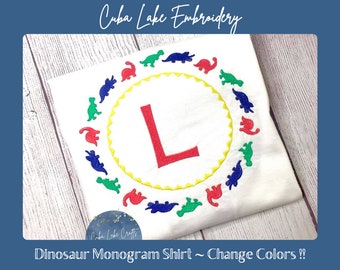 Boys Dinosaur Monogram Shirt ~ Embroidered Dinosaur Shirt ~ Dinosaur Shirt ~ Boys Personalized Dinosaur Shirt ~ Embroidered Shirt