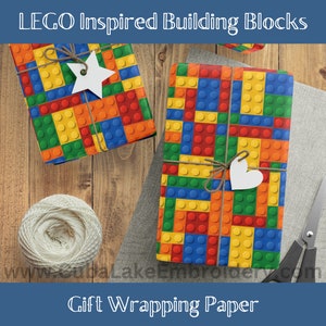 Building Blocks Wrapping Paper, Lego-inspired Gift Wrap 