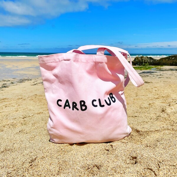 Carb Club Screen-Printed Pink 100% Organic Tote Bag