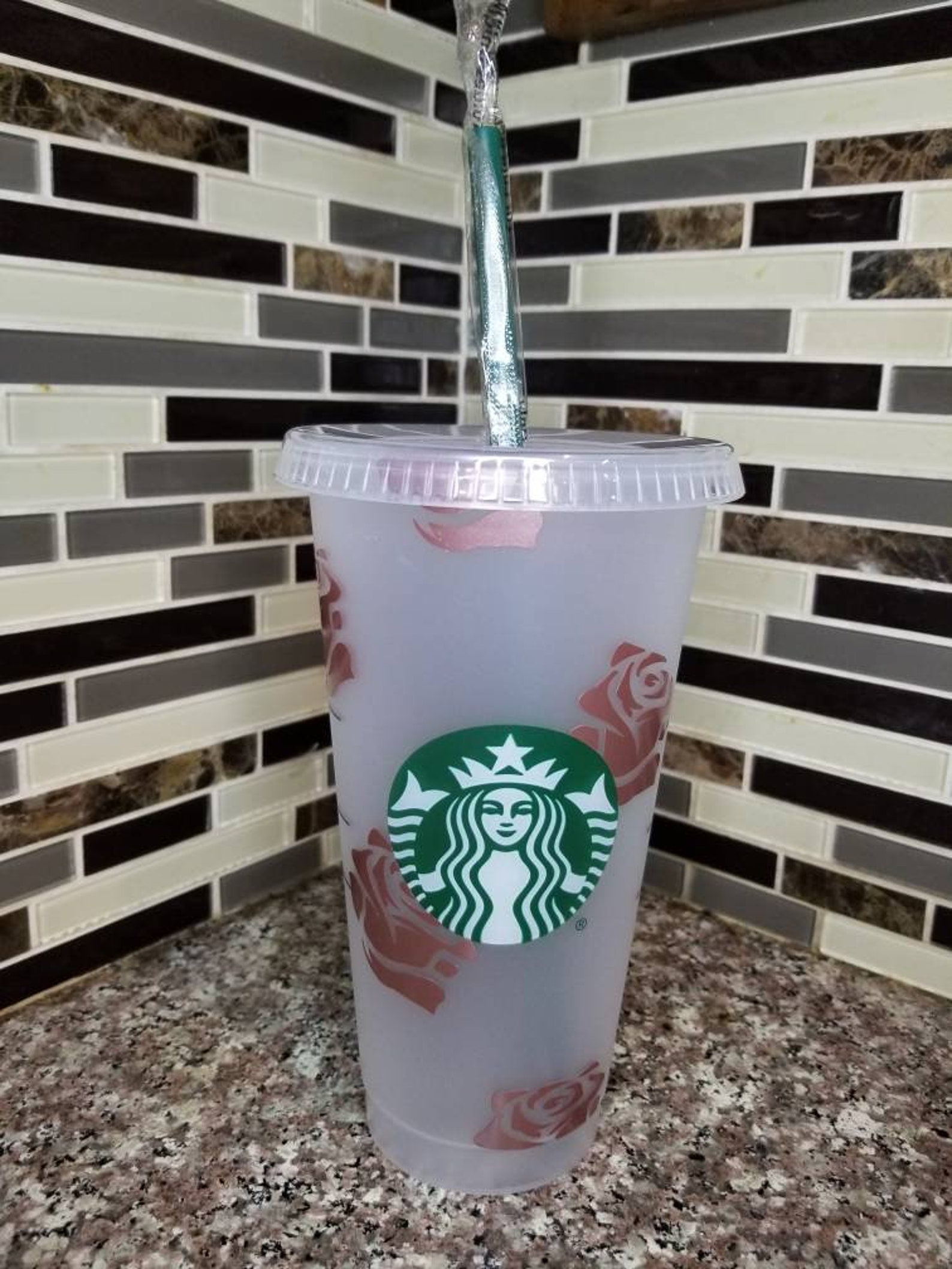 Rose Gold Roses Starbucks Cold Cup Etsy