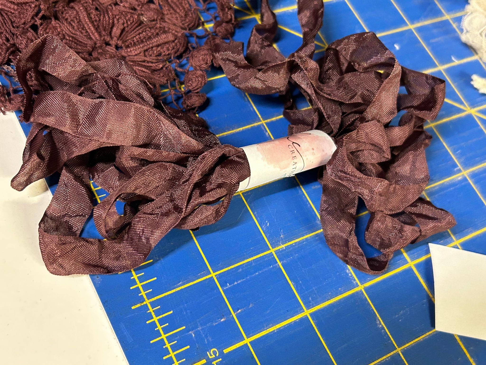 Assorted Shades of Deep Burgundy Hand Dyed Lace Embellishment Fabric