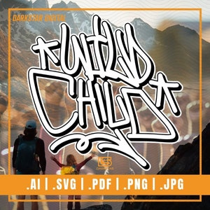 Wild Child SVG ファイル | ビニールとレーザーカット用のグラフィティ スタイルのデジタル デザイン | クラフト プロジェクト