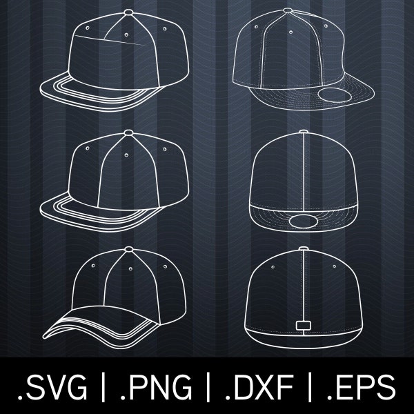6 FITTED HATS | .svg | .png | .dxf | .eps | Cut Files