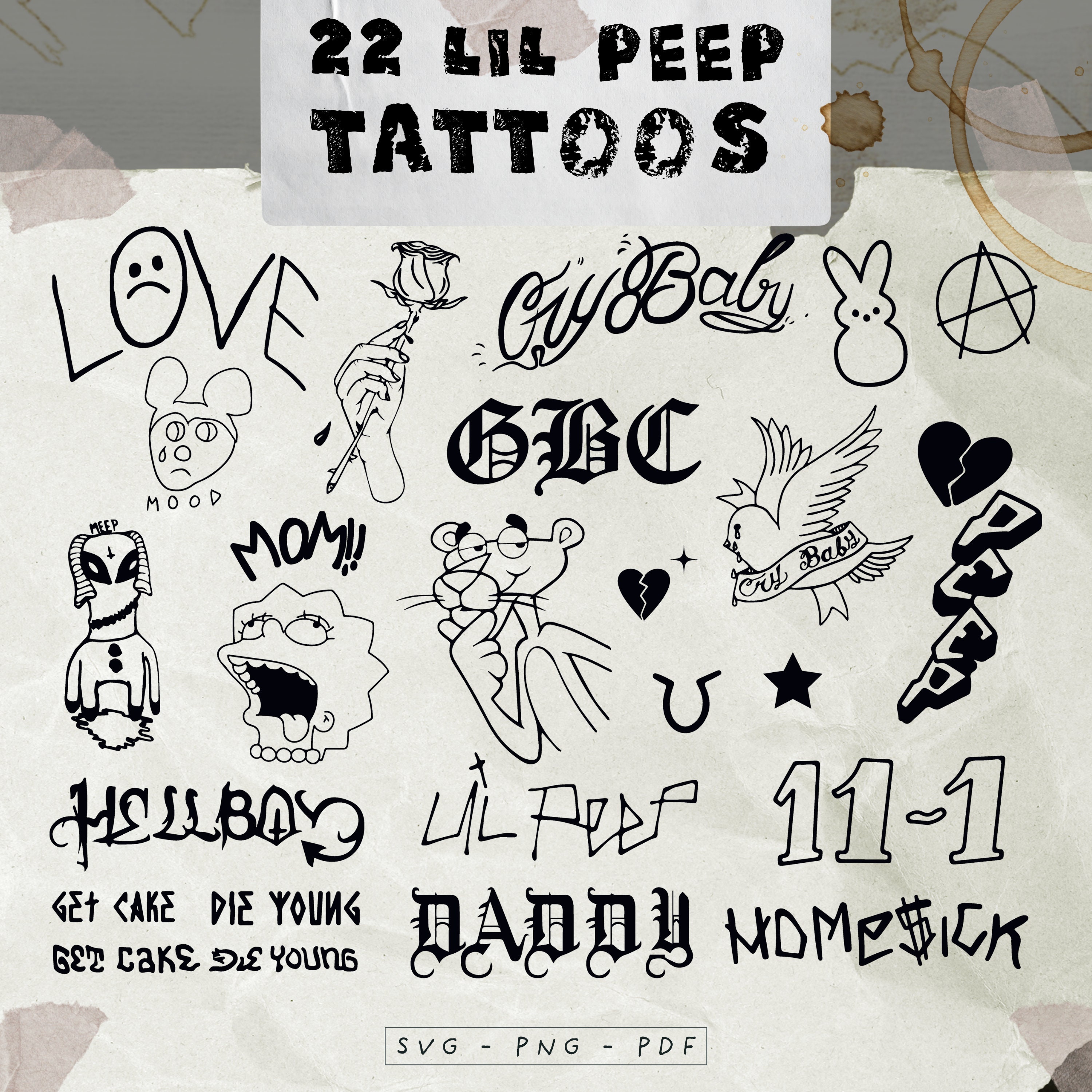 Lil Peep Post Malone Tekashi 69 Rapper Tattoos  Sheet Tattoos  temporary  tattoos guru