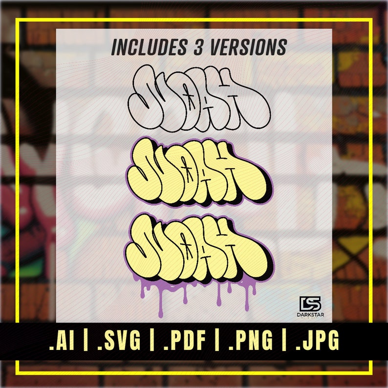 Noah Custom Graffiti Throw up Bubble Letters Layered Etsy