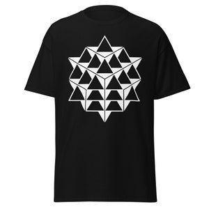 64 Tetrahedron Grid Vector Equilibrium Sacred Geometry Men&#39;s Tee | Streetwear | Festival Wear | Star Tetrahedron | Flower of Life | Yoga