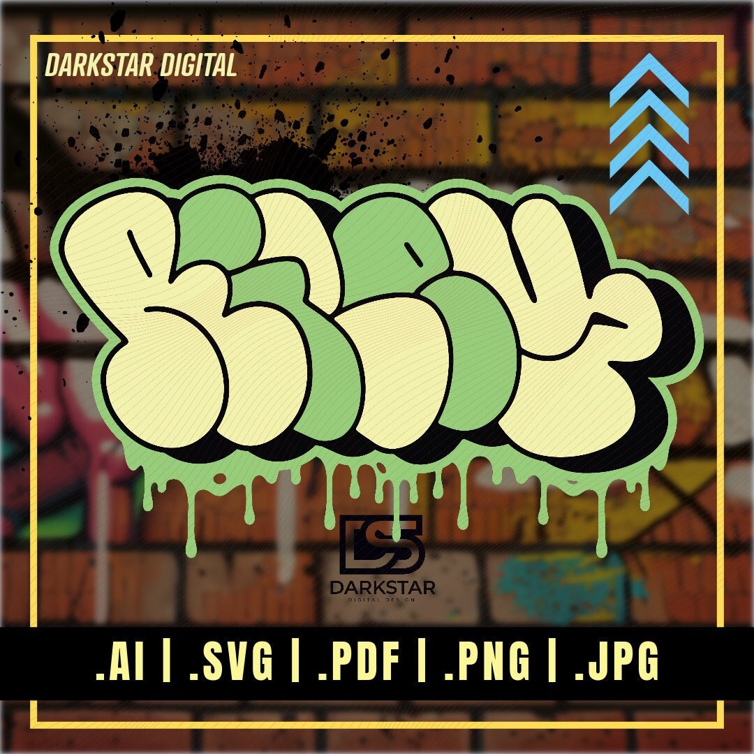 Riley Custom Graffiti Throw up Bubble Letters Layered Editable SVG Cut