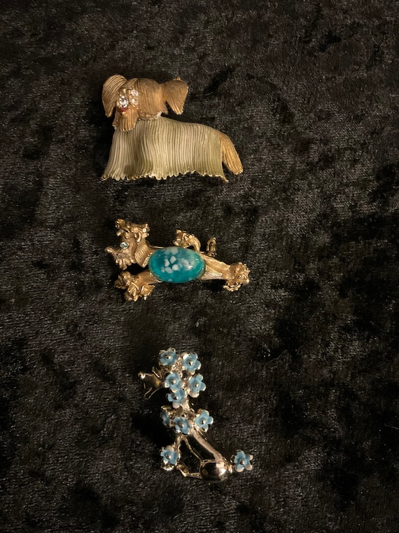 Set of 3 Vintage Mid-Century Adorable Dog Brooches