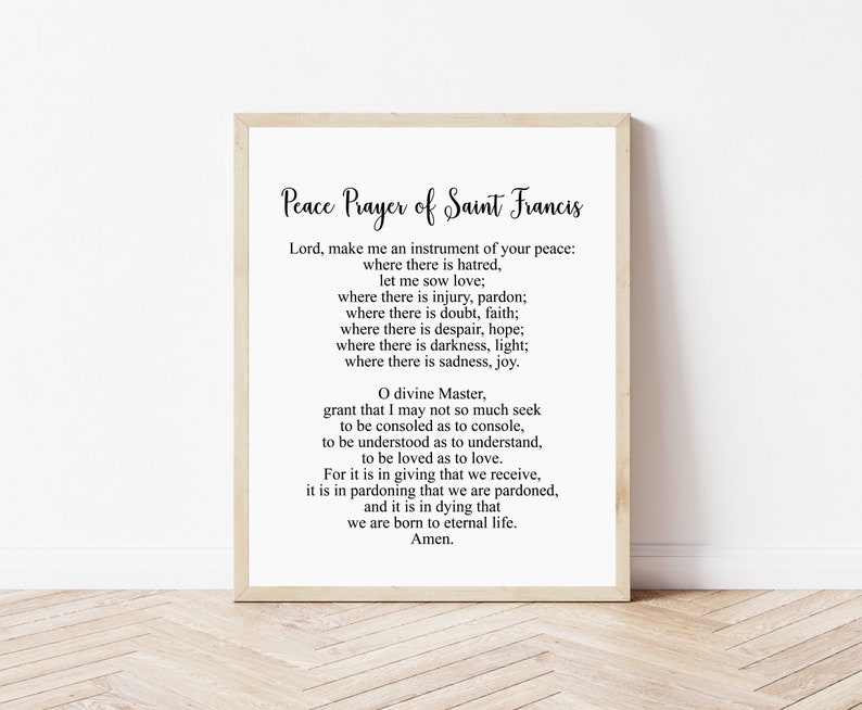 Gebet für Das Friedensgebet des heiligen Franziskus von Assisi - Etsy.de