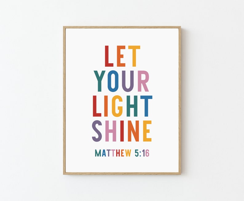 Let your light shine Matthew 5:16 Kids Bible Verse Poster image 1