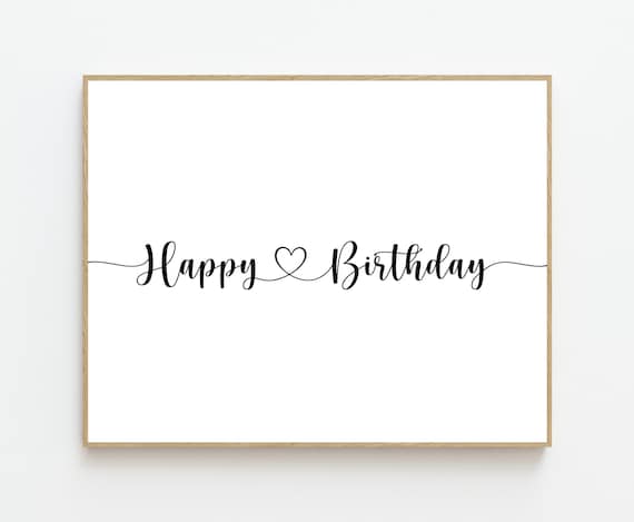Happy Birthday With Heart Love Printable Happy Birthday | Etsy