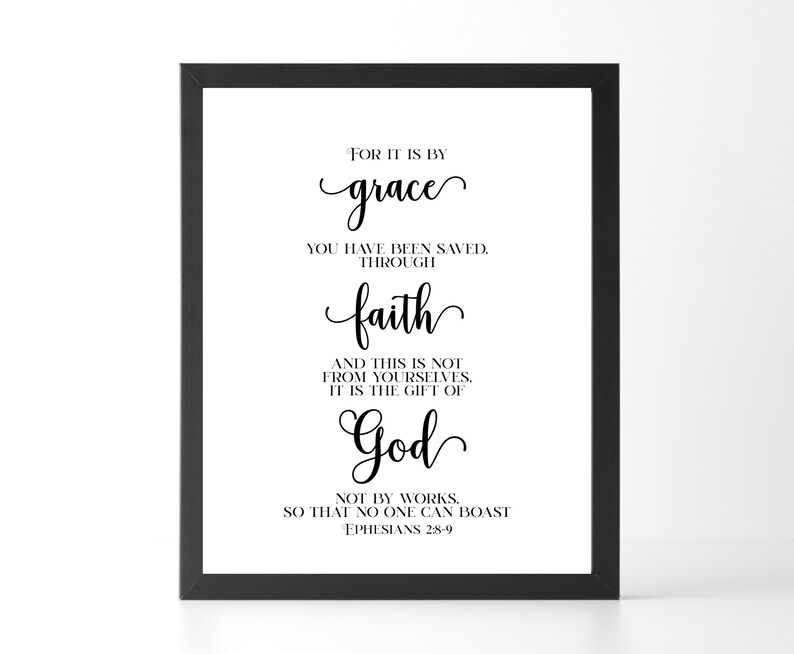 Ephesians 289 Bible Verse Wall Art Grace Scripture Print Etsy
